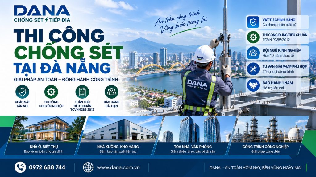 Thi công chống sét tại Đà Nẵng – Quy trình, tiêu chuẩn và chi phí